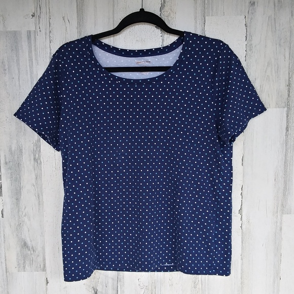 White Stag Tops - White Stag Blue And White Polka Dot Top